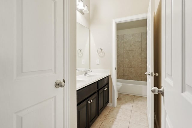 1009 Chickasaw Dr, Carrollton, TX 75010 - bathroom with double vanity, tile patterned flooring, and bathing tub / shower combination