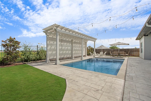 712 Tallgrass Dr, Aledo, TX 76008 - view of swimming pool featuring a pergola, a fenced backyard, and a patio area