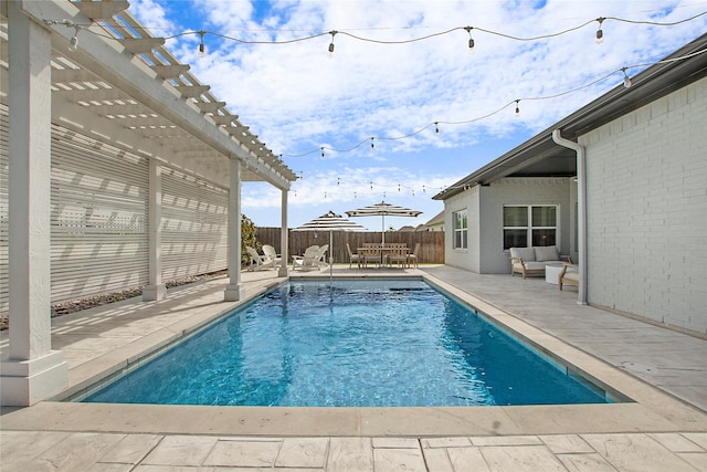 712 Tallgrass Dr, Aledo, TX 76008 - view of swimming pool featuring a pergola, a patio, and a fenced backyard