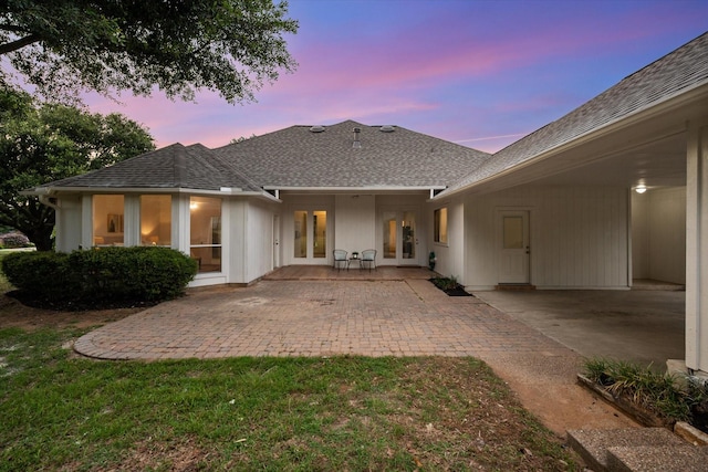 2800 Broadacres Ln, Dalworthington Gardens, TX 76016 - back of house featuring french doors, a patio area, and a shingled roof