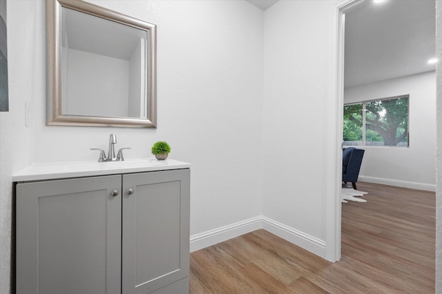 2800 Broadacres Ln, Dalworthington Gardens, TX 76016 - bathroom featuring wood finished floors and vanity