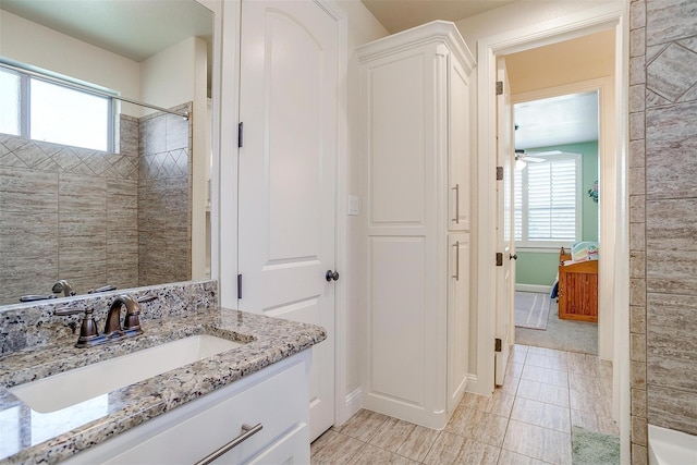 306 Creekview Ter, Aledo, TX 76008 - full bath featuring vanity, healthy amount of natural light, ceiling fan, and a shower