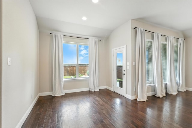 7508 Guadalupe Way, Mckinney, TX 75071 - empty room featuring hardwood / wood-style floors, recessed lighting, and vaulted ceiling