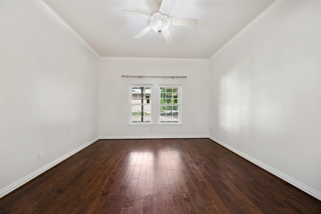 307 Ada St, Irving, TX 75061 - empty room with dark wood-style flooring, crown molding, and ceiling fan