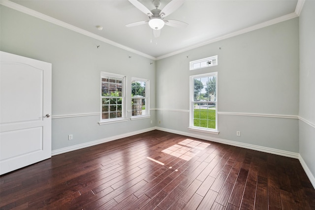 307 Ada St, Irving, TX 75061 - empty room featuring hardwood / wood-style flooring, ceiling fan, and crown molding