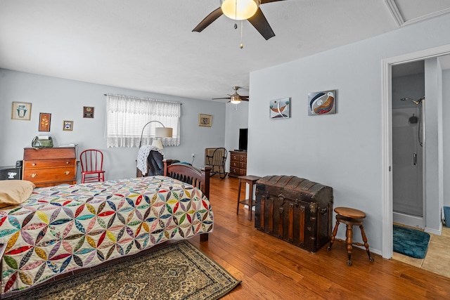 2912 Marsann Ln, Farmers Branch, TX 75234 - bedroom featuring wood finished floors and ceiling fan