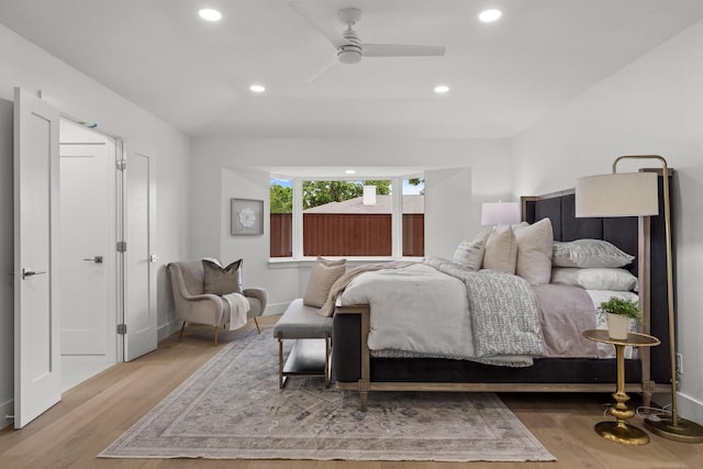 4408 Thunder Rd, Dallas, TX 75244 - bedroom featuring wood finished floors, recessed lighting, and a ceiling fan