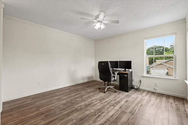 2210 Nantucket Village Cir, Dallas, TX 75227 - office space with wood finished floors, ceiling fan, and a textured ceiling