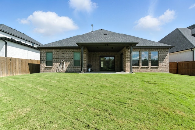 303 Highland Ct, Aledo, TX 76008 - rear view of house featuring brick siding, roof with shingles, a patio area, and a fenced backyard