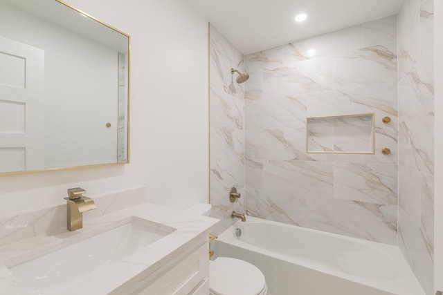 13516 Spring Grove Ave, Dallas, TX 75240 - bathroom with vanity, tub / shower combination, and recessed lighting
