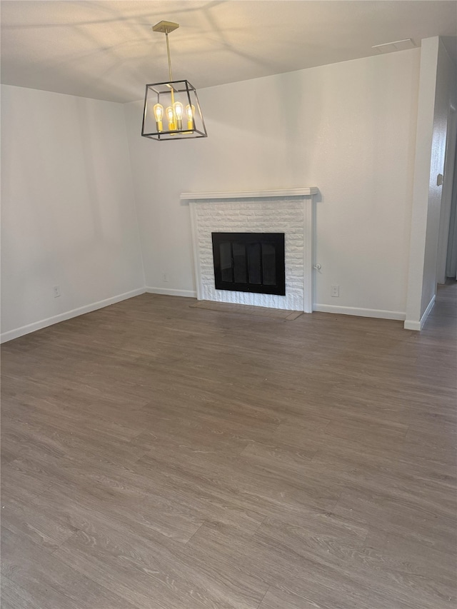 4005 Tacoma St, Irving, TX 75062 - unfurnished living room featuring a fireplace and wood finished floors