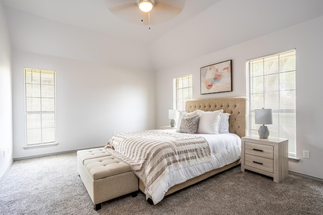 947 Aspen Dr, Desoto, TX 75115 - carpeted bedroom with ceiling fan and vaulted ceiling
