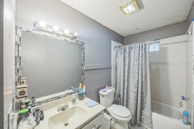 3612 Hummingbird Ave, Mcallen, TX 78504 - bathroom with vanity, a textured ceiling, and shower / bath combo with shower curtain