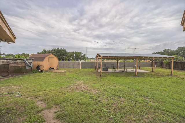 3612 Hummingbird Ave, Mcallen, TX 78504 - fenced backyard with a gazebo and a storage unit