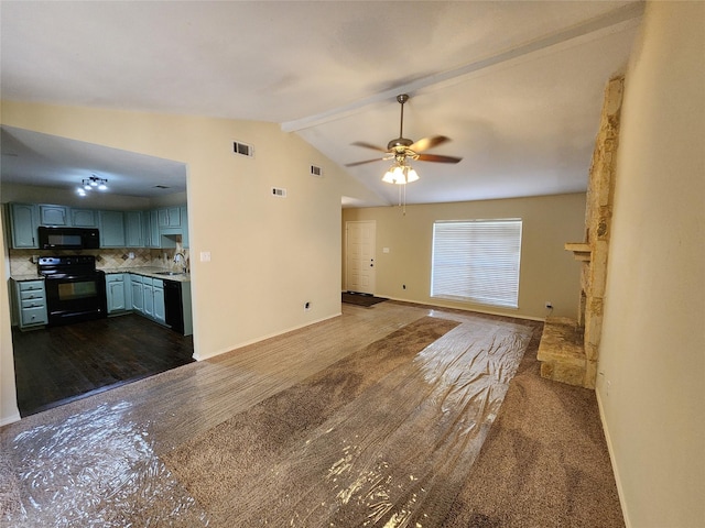 1408 Bandera Dr, Arlington, TX 76018 - unfurnished living room featuring a ceiling fan and dark wood finished floors