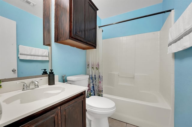 5900 Rising Meadow Dr, Arlington, TX 76018 - full bath featuring vanity, shower / tub combo with curtain, and tile patterned flooring