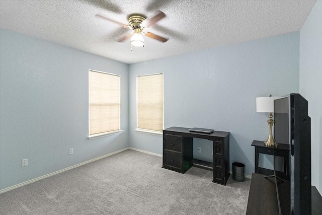 2826 Garden Oaks Pl, Grand Prairie, TX 75052 - unfurnished office with ceiling fan, carpet floors, and a textured ceiling