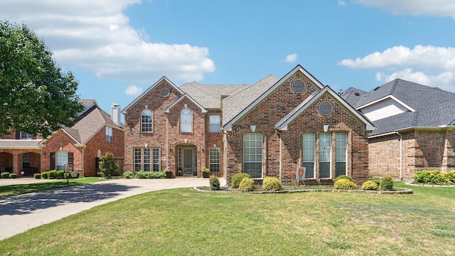 2945 Horseshoe Trl, Frisco, TX 75033 - view of front facade with brick siding, a front lawn, and concrete driveway