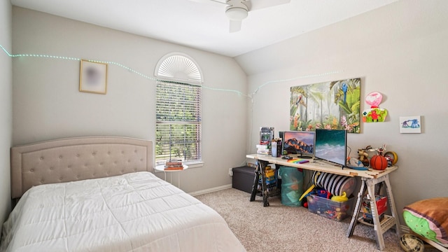 2945 Horseshoe Trl, Frisco, TX 75033 - carpeted bedroom with ceiling fan and vaulted ceiling