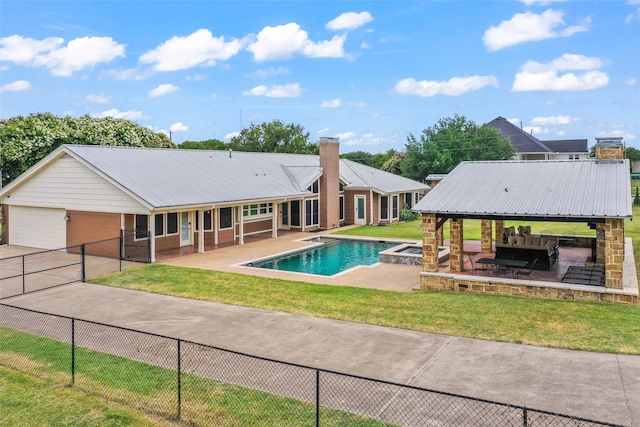 2910 Eagles Nest Ct, Midlothian, TX 76065 - view of swimming pool featuring a gazebo, a pool with connected hot tub, and a patio area