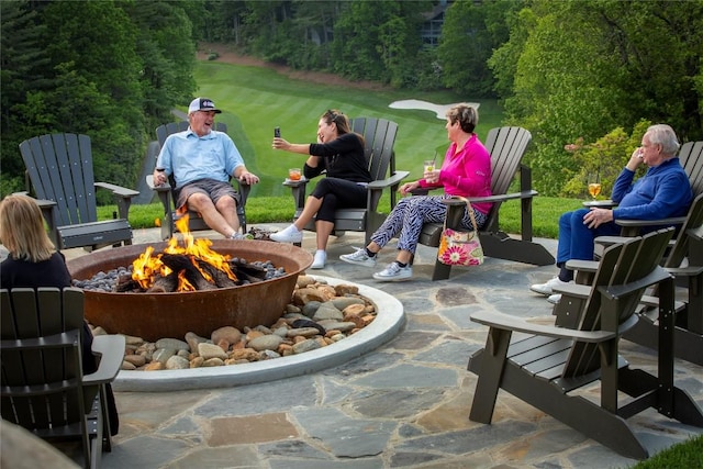 119 Old Still Rd, Sapphire, NC 28774 - view of patio featuring an outdoor fire pit