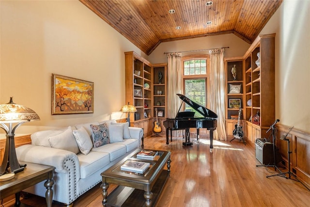 119 Old Still Rd, Sapphire, NC 28774 - living room featuring wooden ceiling, vaulted ceiling, and wood-type flooring