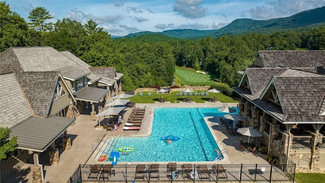 119 Old Still Rd, Sapphire, NC 28774 - community pool with a wooded view, a mountain view, and a patio area