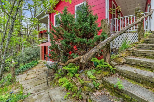 view of yard with stairs