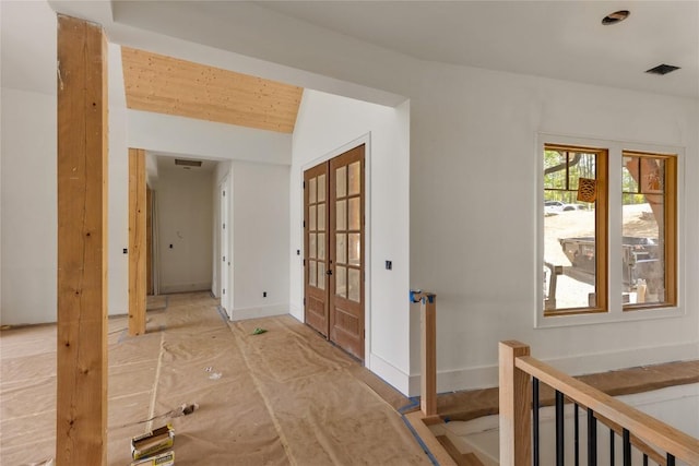 148 E Ridge Rd, Cashiers, NC 28717 - hall with french doors and an upstairs landing