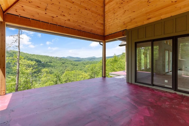 148 E Ridge Rd, Cashiers, NC 28717 - view of patio / terrace with a wooded view and a mountain view