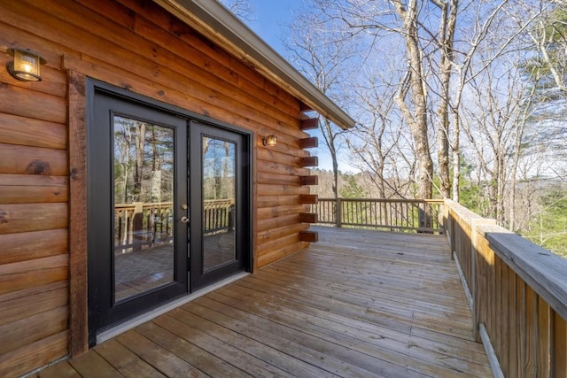 wooden deck with french doors