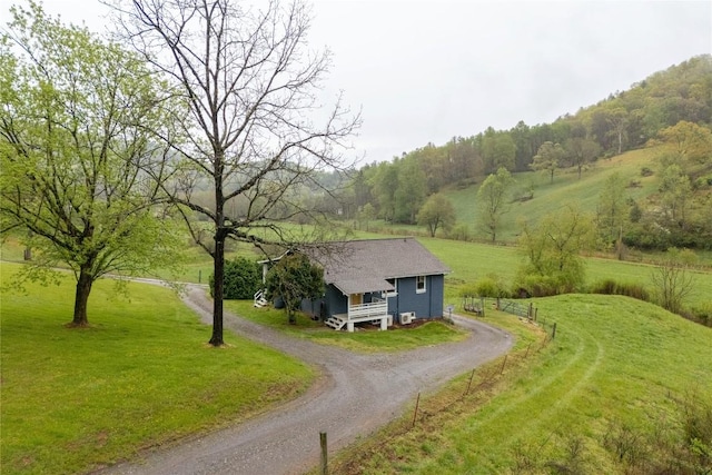 bird's eye view with a rural view