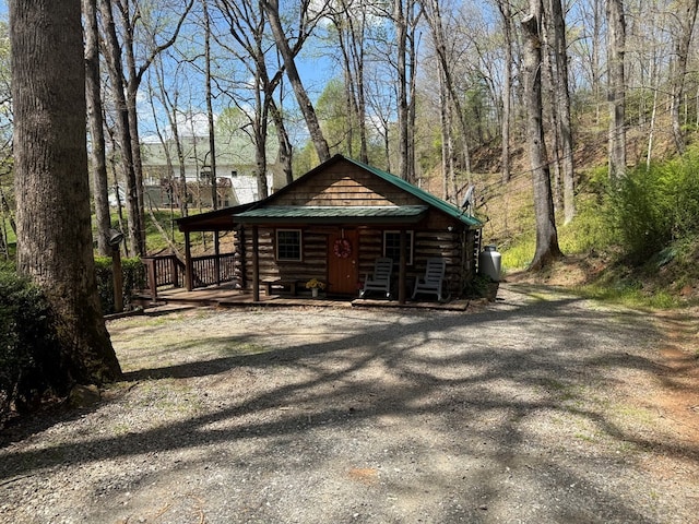 00 Gibson Cove Rd, Franklin, NC 28734 - view of front of property with log siding, metal roof, a standing seam roof, and covered porch