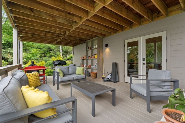 1240 King Gap Rd, Highlands, NC 28741 - wooden deck featuring an outdoor living space and french doors