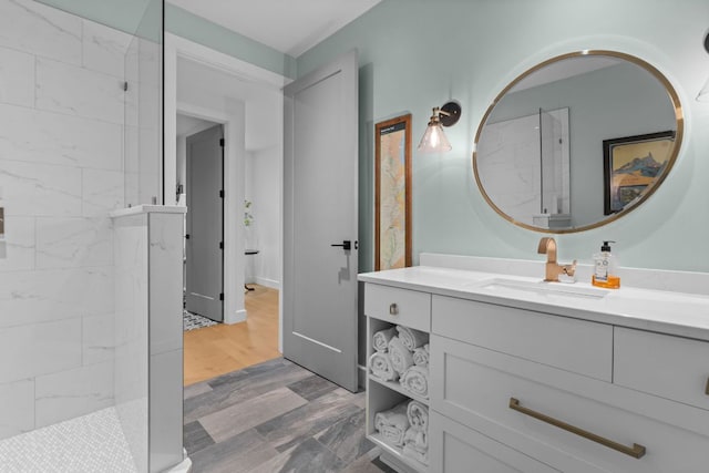 1240 King Gap Rd, Highlands, NC 28741 - bathroom featuring vanity and a tile shower