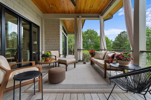 1240 King Gap Rd, Highlands, NC 28741 - wooden terrace with ceiling fan