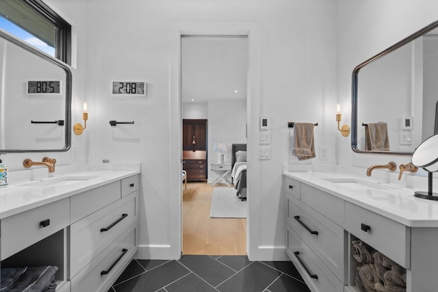 1240 King Gap Rd, Highlands, NC 28741 - ensuite bathroom with two vanities and tile patterned floors