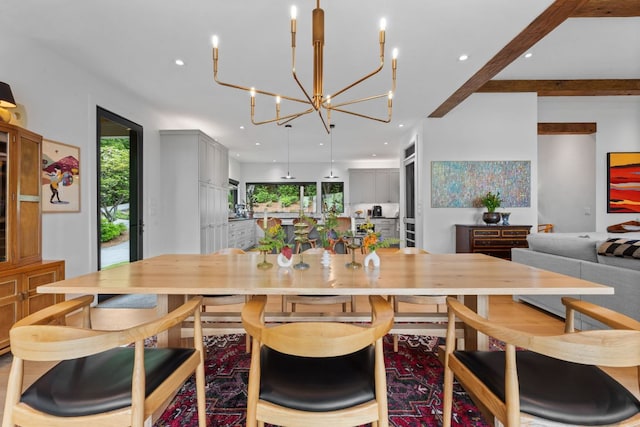 1240 King Gap Rd, Highlands, NC 28741 - dining area featuring a chandelier and recessed lighting