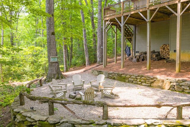 151 Rhododendron Ct, Sapphire, NC 28774 - view of patio / terrace with a deck and an outdoor fire pit