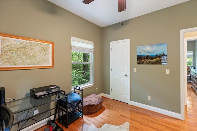151 Rhododendron Ct, Sapphire, NC 28774 - office area featuring light wood-style floors, healthy amount of natural light, and a ceiling fan