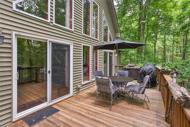 151 Rhododendron Ct, Sapphire, NC 28774 - wooden deck featuring outdoor dining area