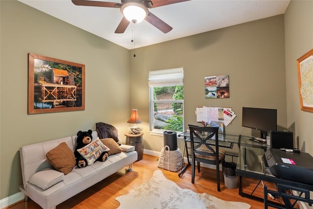 151 Rhododendron Ct, Sapphire, NC 28774 - office area featuring wood finished floors and a ceiling fan