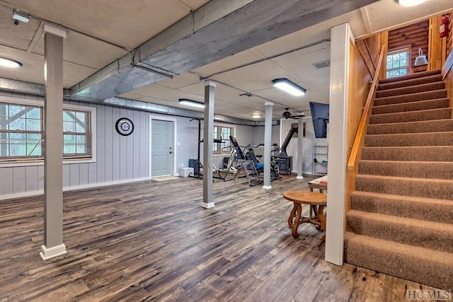 exercise area featuring wood-type flooring