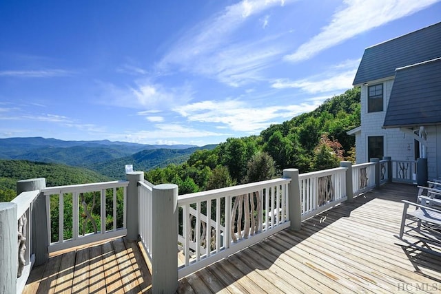 deck featuring a mountain view