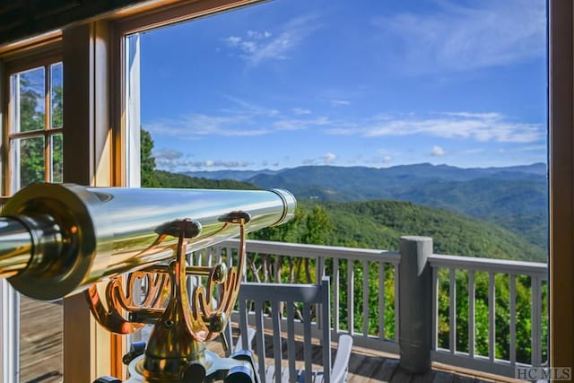 exterior space featuring a mountain view