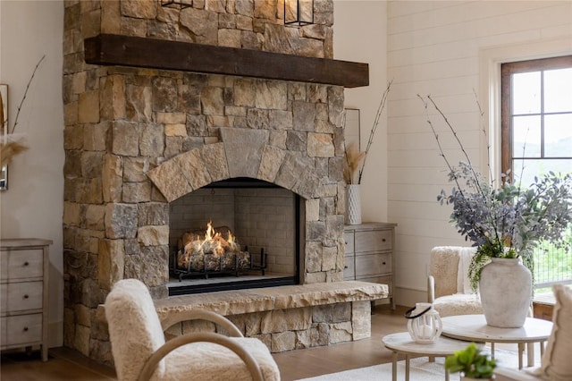 343 Ledgeview Rd, Cashiers, NC 28717 - detailed view of wood finished floors and a stone fireplace