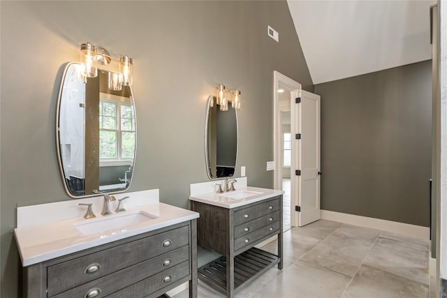 343 Ledgeview Rd, Cashiers, NC 28717 - full bathroom with two vanities and lofted ceiling