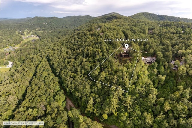 343 Ledgeview Rd, Cashiers, NC 28717 - aerial view of property's location with mountains and property boundaries highlighted
