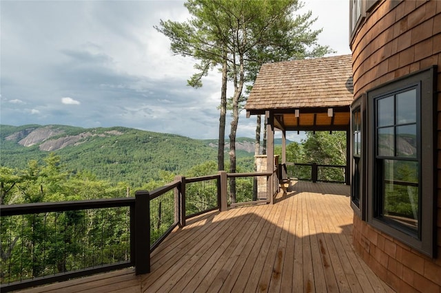 343 Ledgeview Rd, Cashiers, NC 28717 - deck with a mountain view and a view of trees