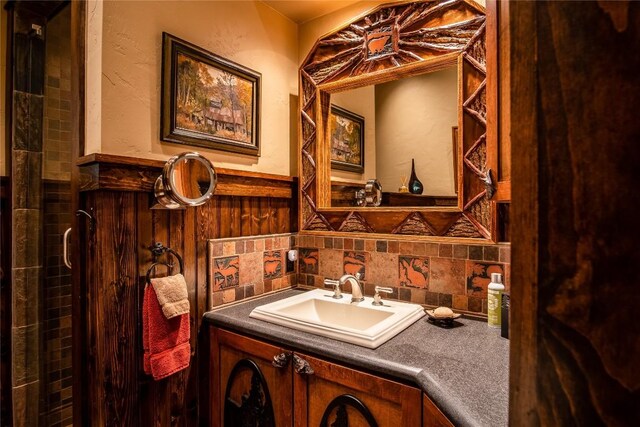1090 Zeb Alley Rd, Cashiers, NC 28717 - bathroom with vanity and a wainscoted wall